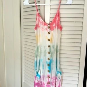 Ripcurl Linen Tie-Dye Mini Dress